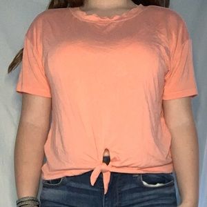 Peach old navy short sleeve tie up shirt